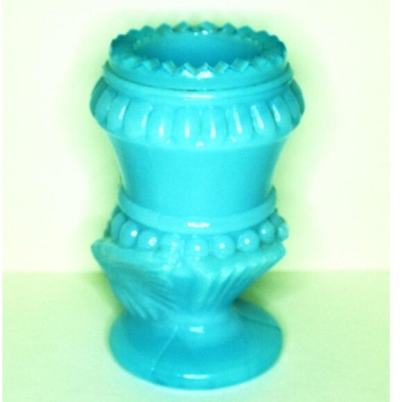 Degenhart Glass Vintage Toothpick Holder Bird Decor Blue Kitchen Dining Decor - Picture 5 of 7